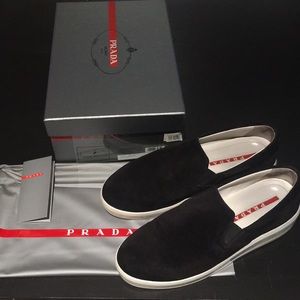 Prada Black Suede Skate Slip On Size 10